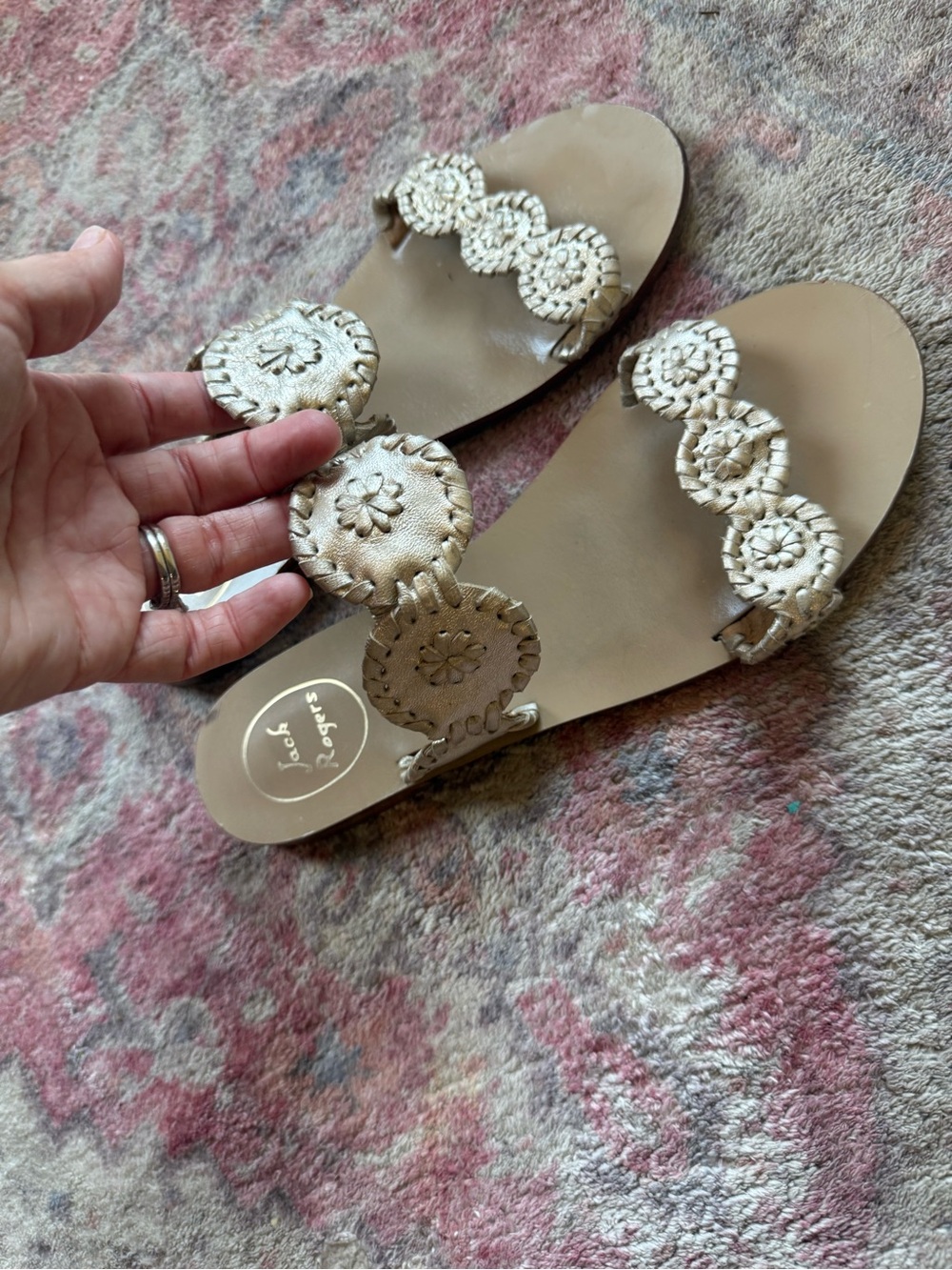 Jack Rogers Lauren Slide Sandals gold size 8